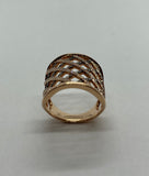 "Basketweave" Rose gold ring with diamonds by Kupfer Design